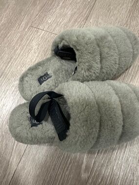UGG Quilted Shearling Slide Slippers in Sage